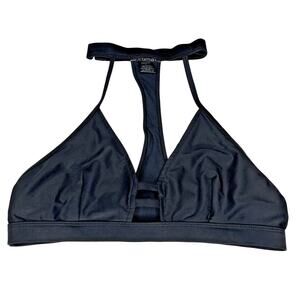 Chromat Black T-Racerback Stretch Halter Sports Bra Bikini Top Large